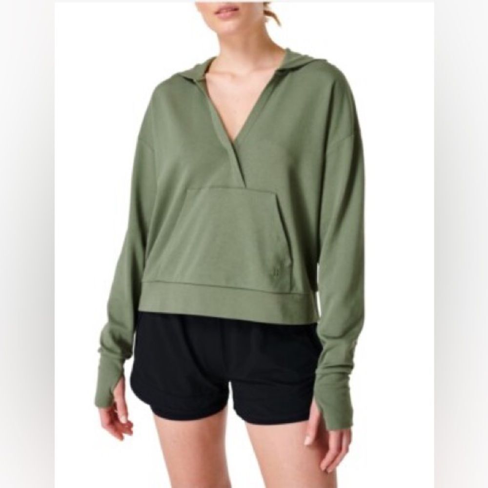 Sweaty Betty After Class Salix Green Relaxed Fit Hoodie Size M Top Sweatshirt